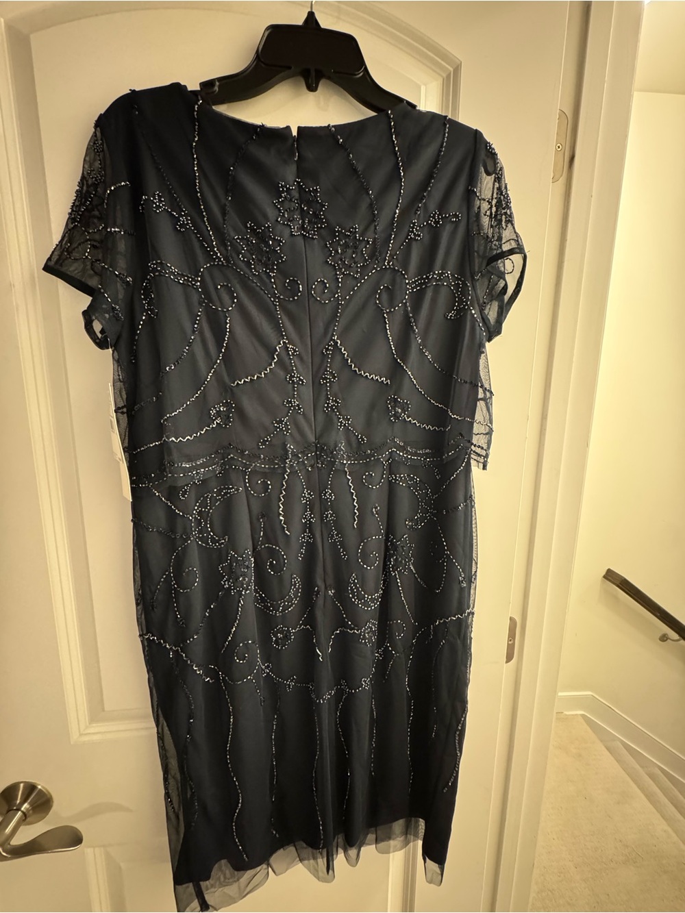 Adrianna Papell Beaded Popover Sheath Dress – Midnight – Size 14 – NWT